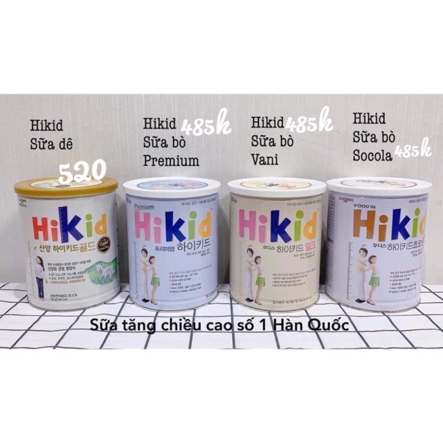 Sữa Hikid Nội địa chuẩn cho bé
