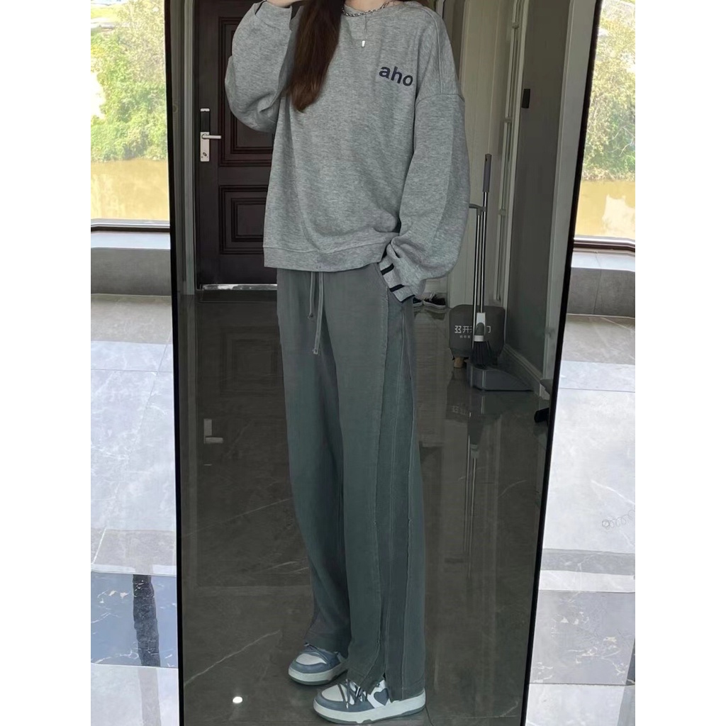 SUXI Quần Thể Thao Ống Rộng Màu Sắc Đơn Giản Cho Nữ