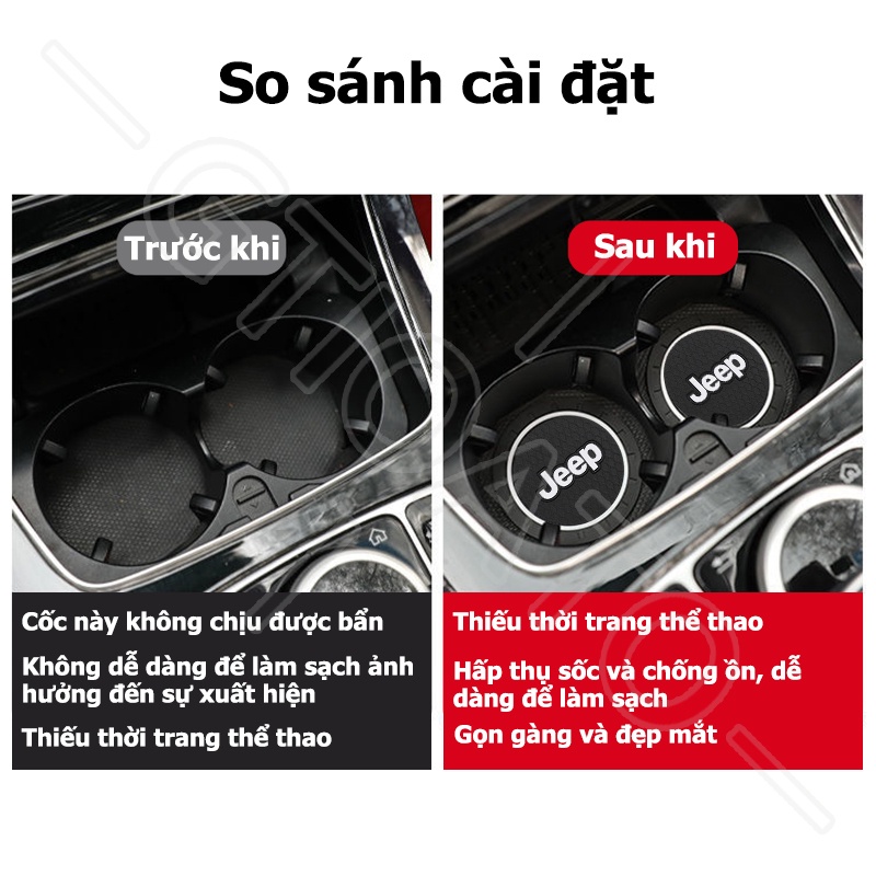 GTIOATO Miếng Lót Cốc Xe Ô Tô Lót Ly Xe Ô Tô Chống Trượt Miếng Lót Ly Xe Ô Tô Trang Trí NộI ThấT Ô Tô Cho Jeep Wrangler Gladiator Cherokee Compass