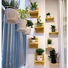 COMBO 1 bộ khung gỗ trang trí ban công, decor cây cảnh chung cư gỗ thông tự nhiên hai kích thước.