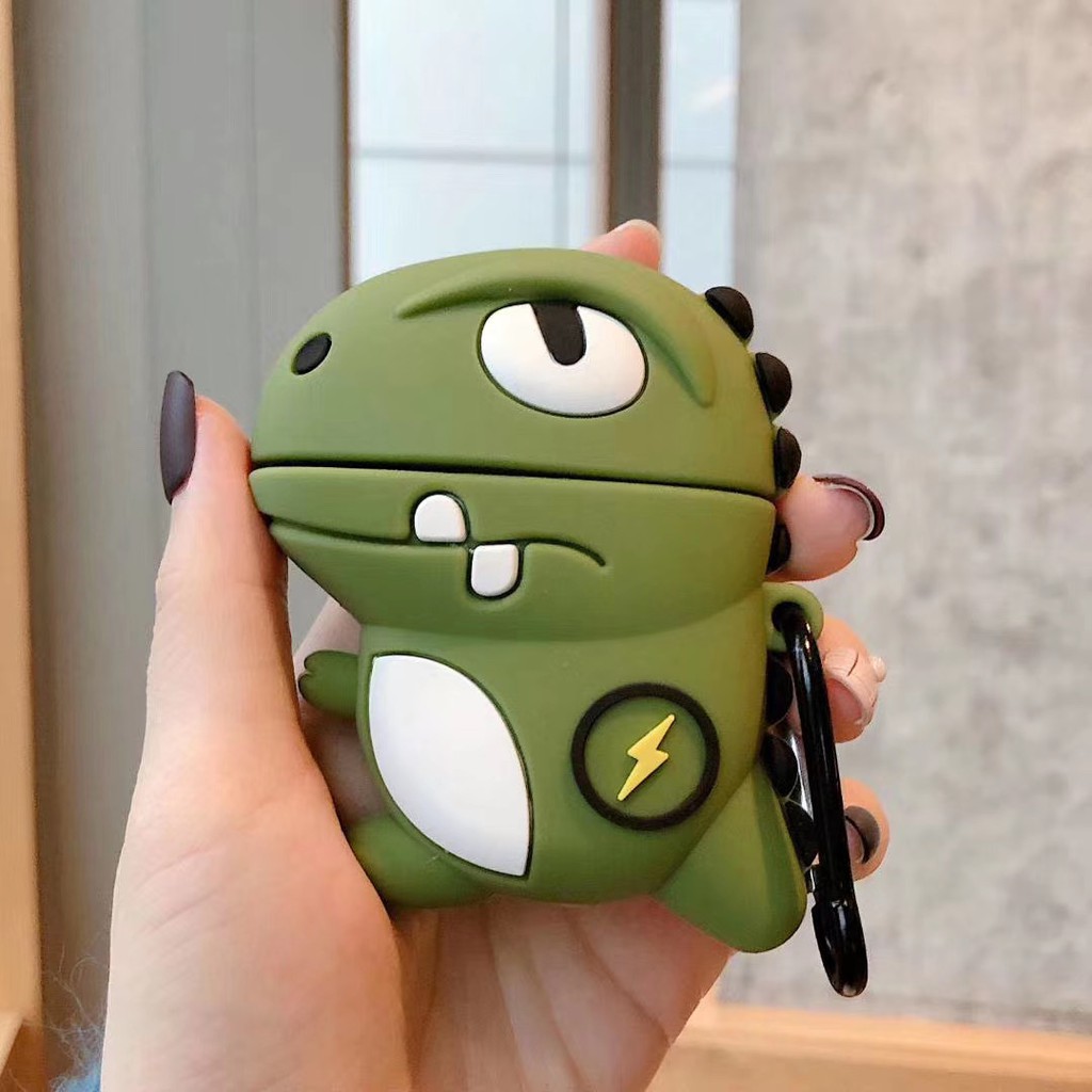 Vỏ bảo vệ hộp đựng tai nghe hình chú khủng long dễ thương thích hợp cho Airpods 1 / 2 Pro airpods 3