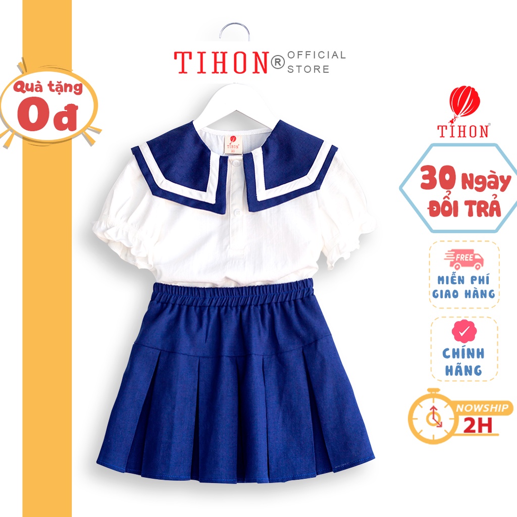 Sét áo váy bé gái TIHON bộ đồng phục bé gái SET0750101