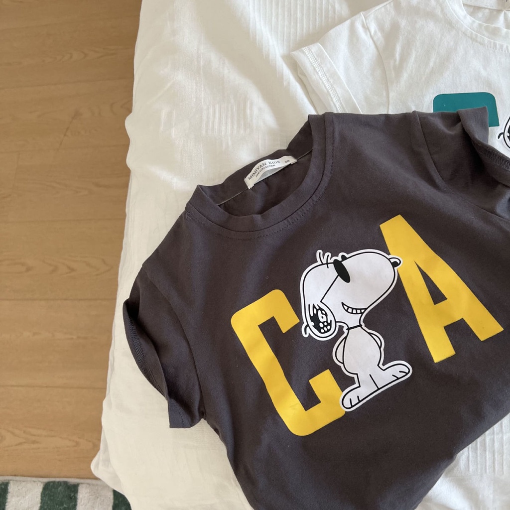 MNGRL Áo Thun In Hoạt Hình Bức Thư Cotton Hàn Quốc Mùa Hè Cho Bé Trai