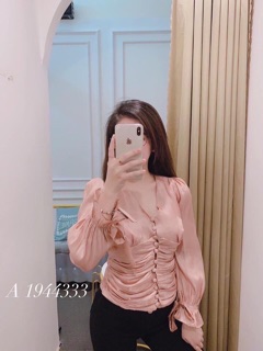 Áo dọc khuy lụa silk bóng hàng đẹp Hanna