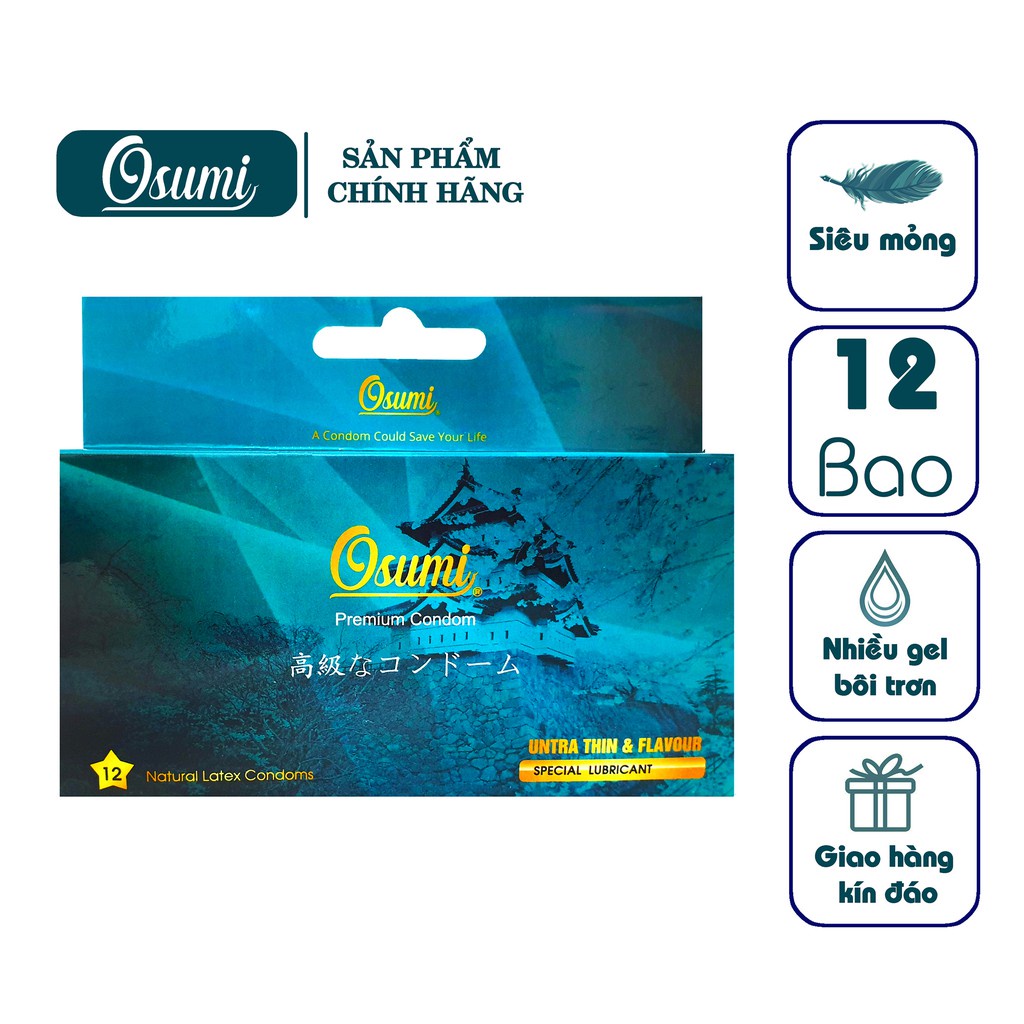 bao cao su gai OSUMI Nhật Bản mùi hương bạc hà hỗ trợ kéo dài thời gian số lượng 12 Chiếc tặng 4 chiếc