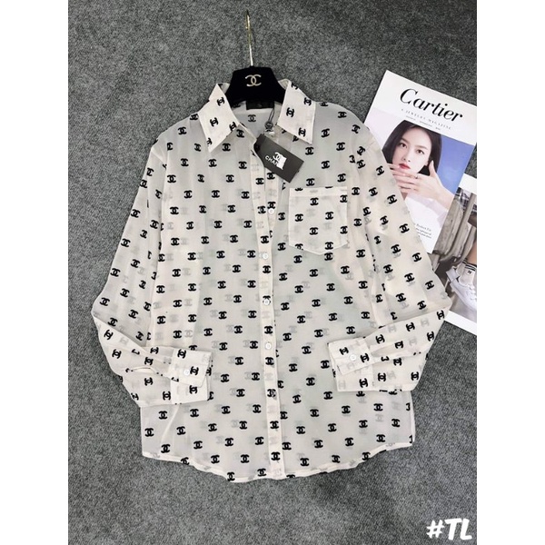 Áo sơmi tơ chữ X mỏng hàng QCL1