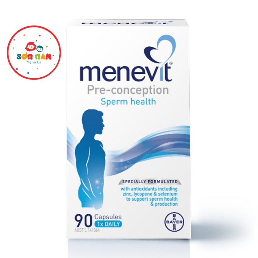 Viên Uống MENEVIT Úc Vitamin Tổng Hợp Hỗ Trợ Sinh Sản Cho Nam Giới Hộp 90 Viên (DATE 2/2023)