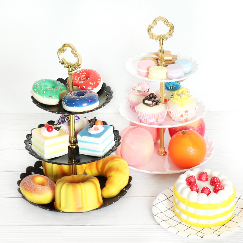 3 Layers Plastic Cut-Out Design Detachable Cakes Desserts Stand
