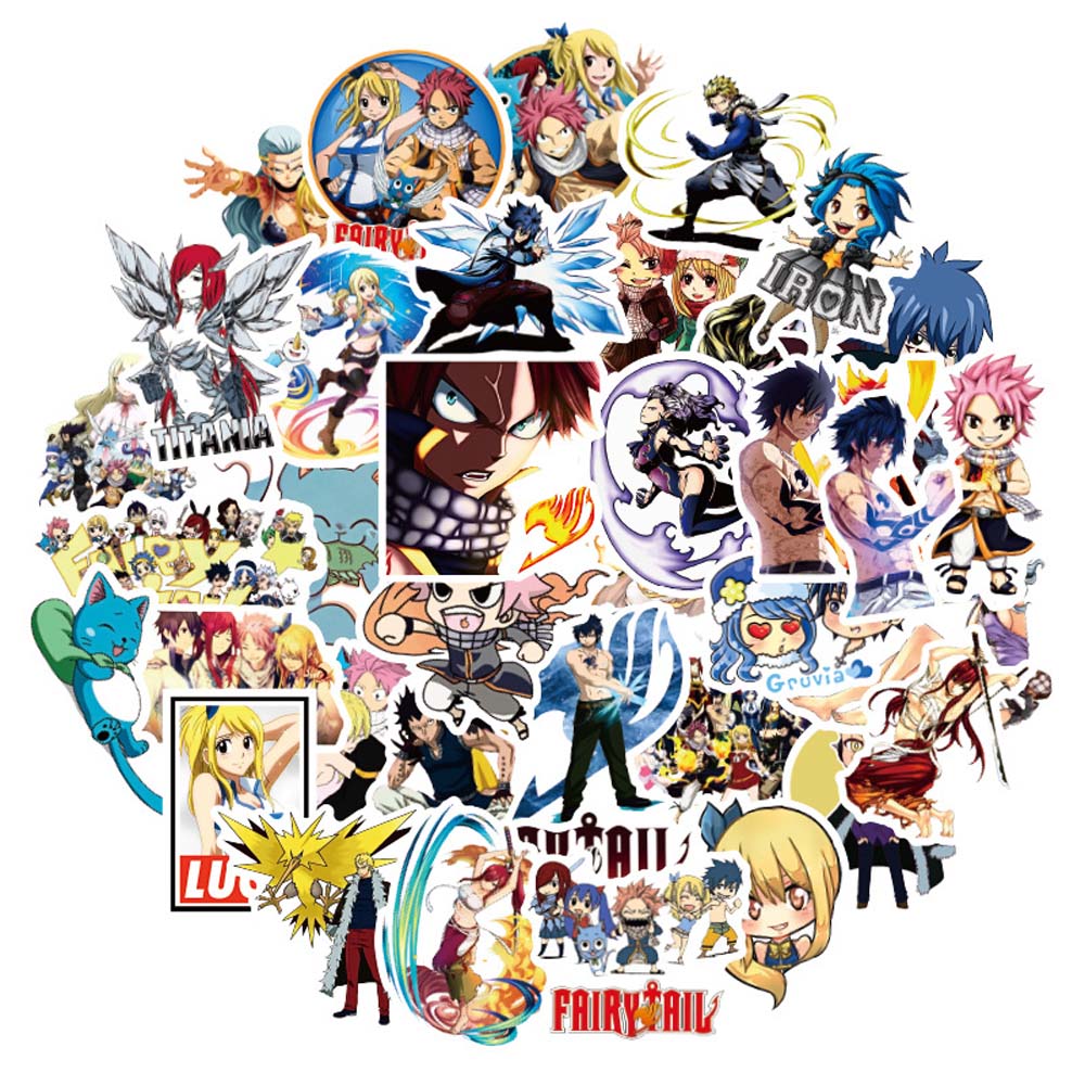 Set 50 Miếng Dán Pvc Họa Tiết Hoạt Hình Fairy Tail Trang Trí Đa Năng