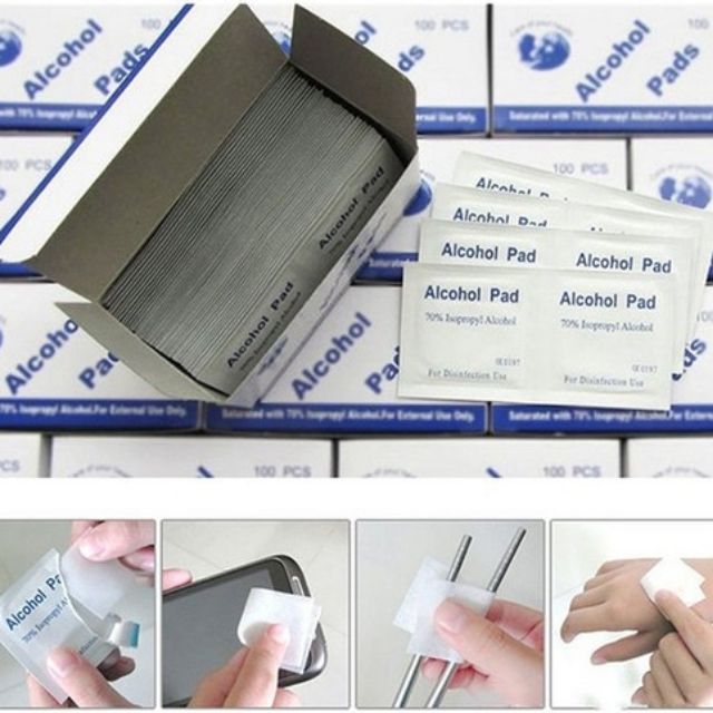 50 miếng bông tẩm cồn sát trùng, hộp cồn khô