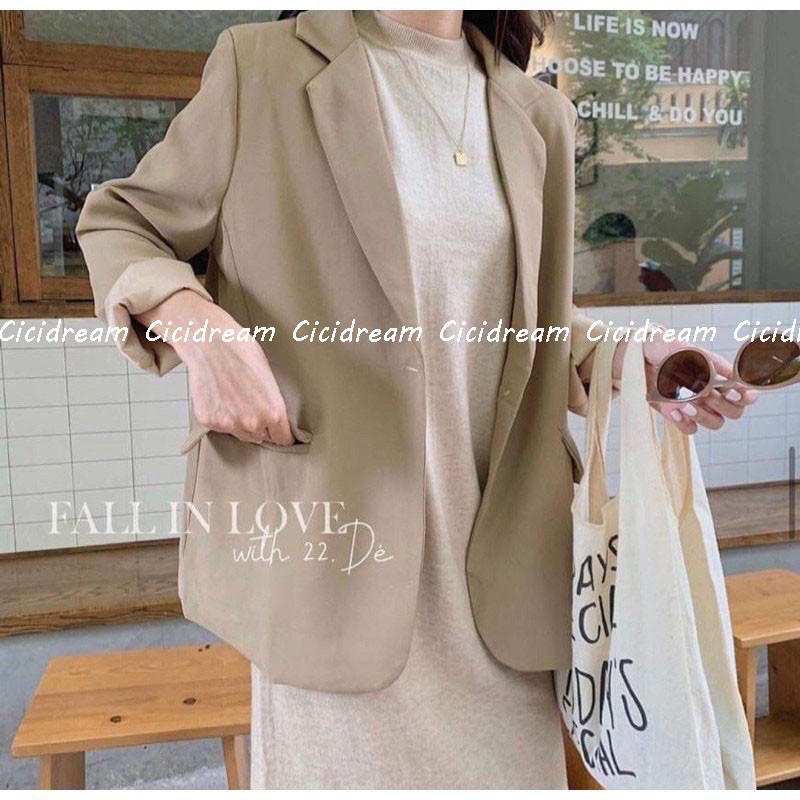 Áo Blazer kẻ dạ, Trơn 2 lớp mẫu mới, Áo Blazer nữ kẻ, trơn 2 lớp khoác ngoài nhiều màu sang chảnh phong cách Hàn Quốc