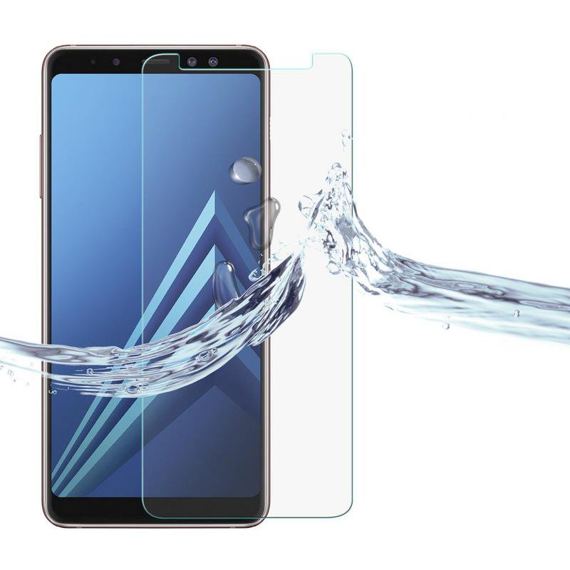 Kính cường lực samsung A8 2018 trong suốt, tặng giấy lau màn hình