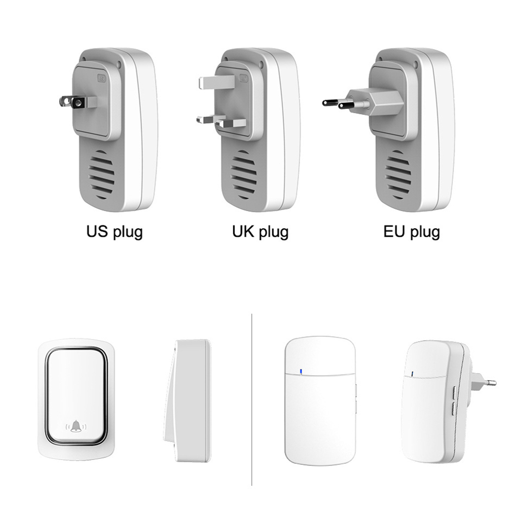 Wireless Doorbell，Ring Doorbell，No Battery Required，US EU UK Plug, IP68 Waterproof Welcome Bell Home Door Bell Smart Hom