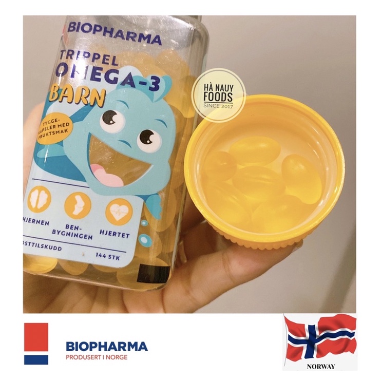 Viên Nhai Dầu cá cho bé DHA Omega-3 BIOPHARMA TRIPPEL BARN cho bé 144 viên -