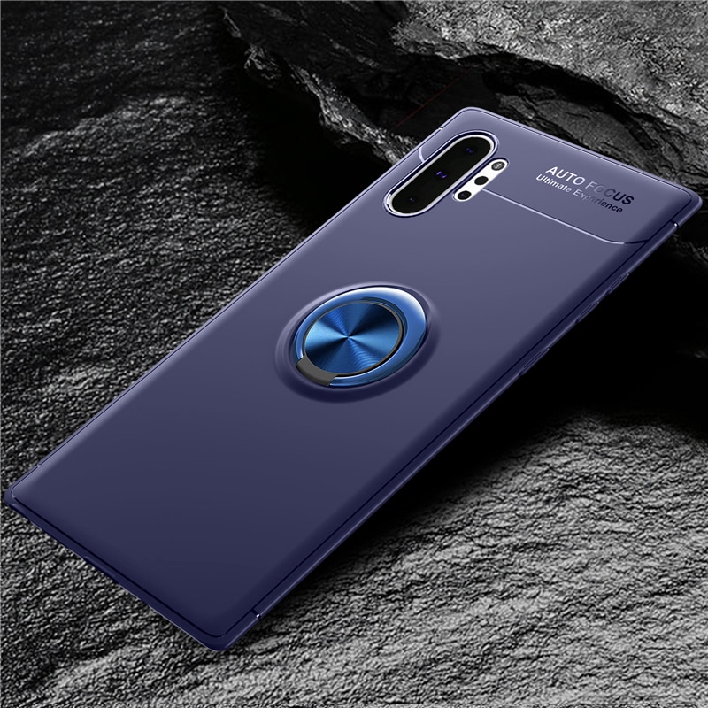 Ốp điện thoại silicon TPU mềm mờ có nhẫn đỡ kim loại cho Samsung Galaxy Note 10 Plus Lite A7 A9 2018 S10 Plus