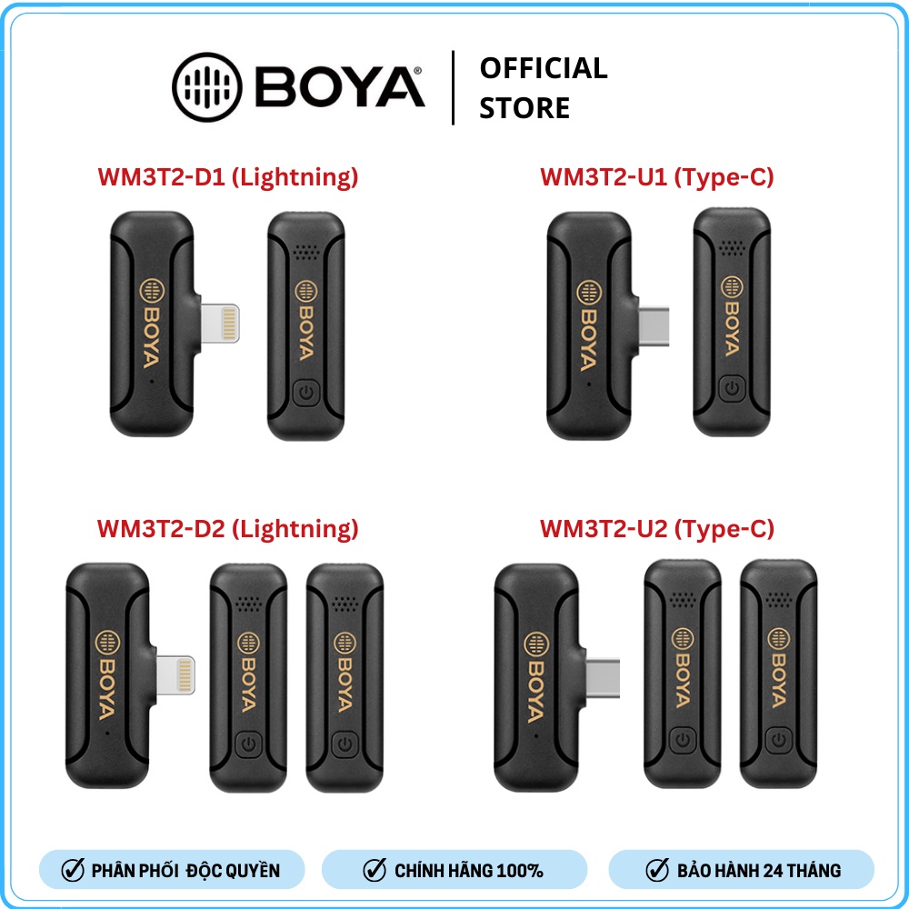 BOYA BY-WM3T2 Series - Mic thu âm không dây 2.4GHz mini - Hàng Chính Hãng