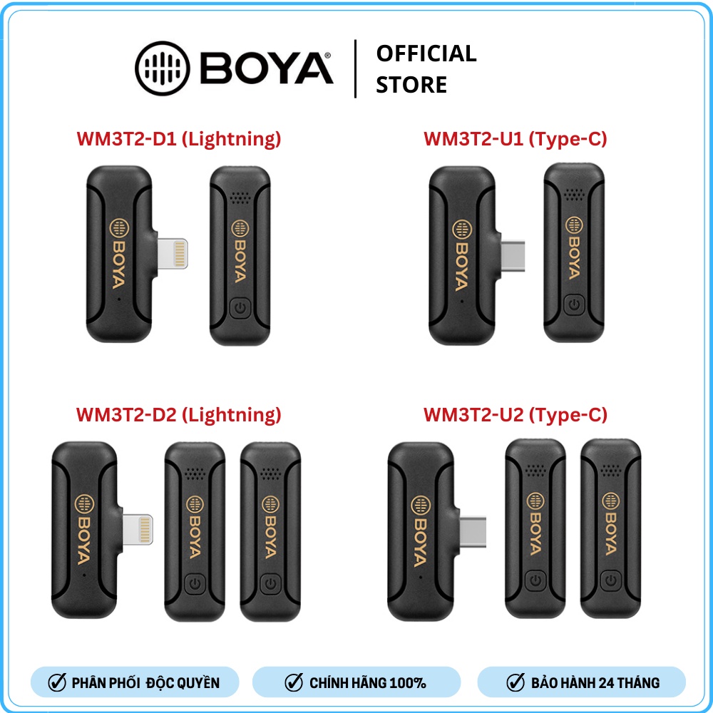 [MẪU MỚI] BOYA BY-WM3T2 Series - Mic thu âm không dây 2.4GHz mini - Hàng Chính Hãng