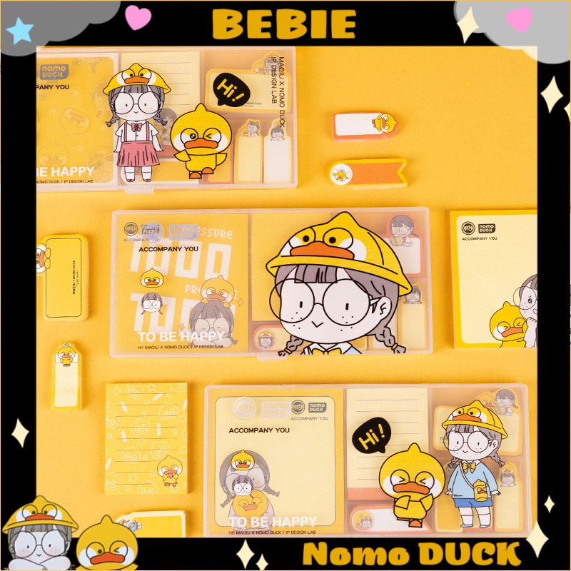 Bộ 7 giấy note đủ size có hộp in hình vịt cute Nomo Duck BeBie - BP549