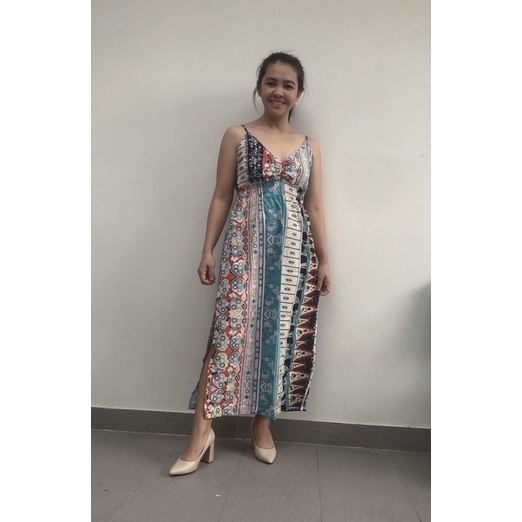 [47-60ký] Đầm maxi đầm lụa chạy thun hai dây có tăng đơ điều chỉnh