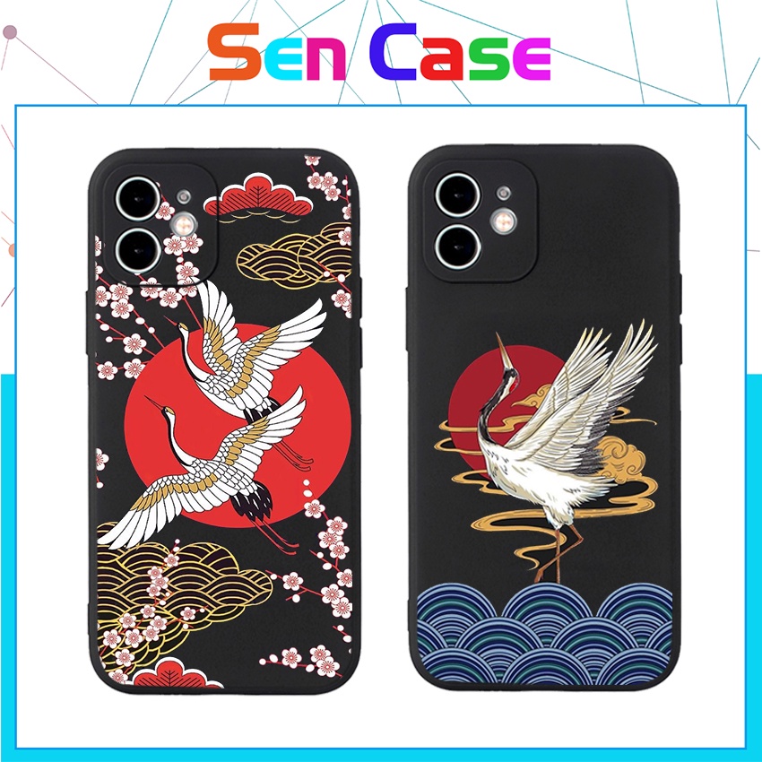 Ốp Lưng Iphone Hình Hạc, Cạnh Vuông, BVC IP6/6s/7/8/7plus/8plus/x/xsmax/12/prm/ip13/promax- Sen