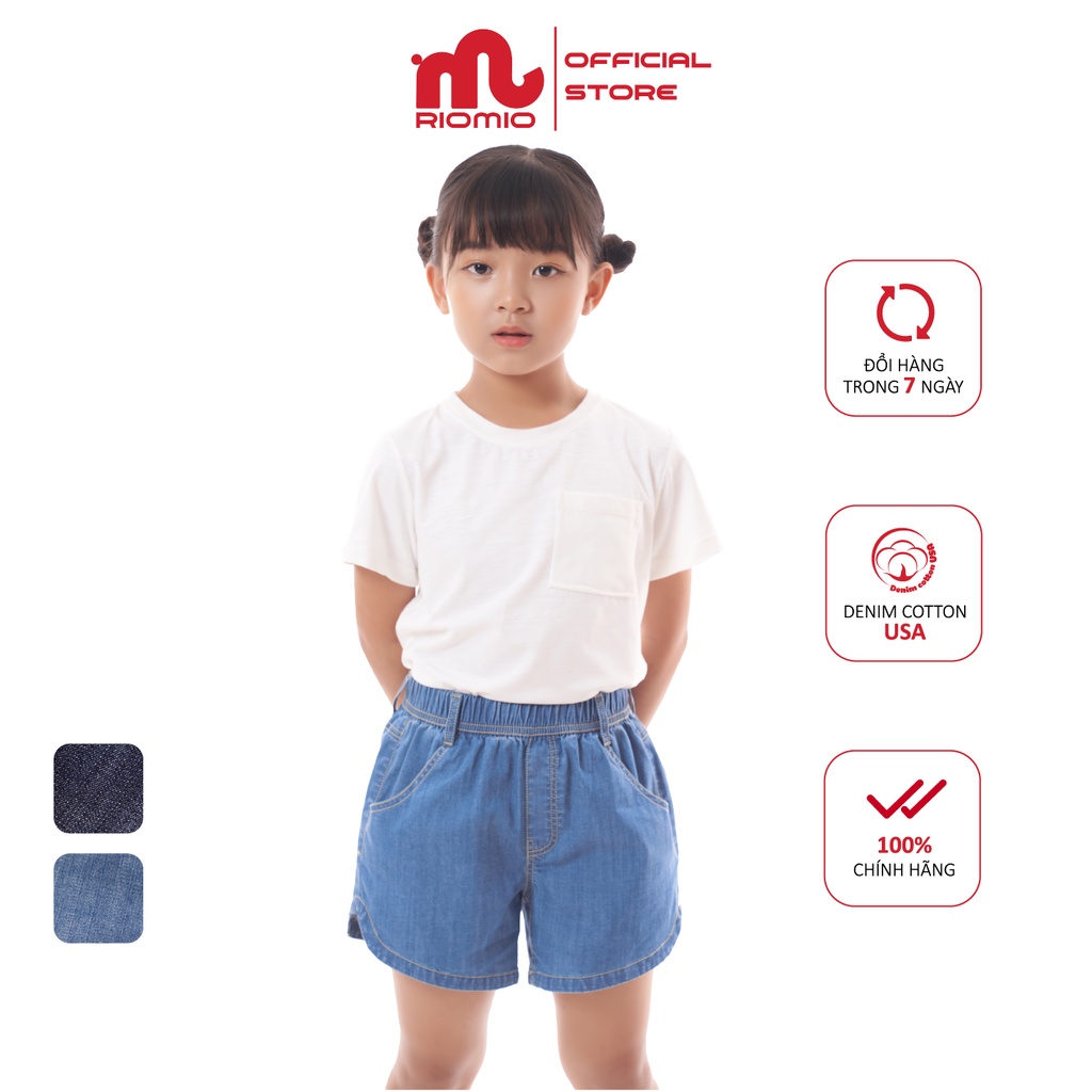 Quần short jeans cao cấp Riomio cho bé gái 𝐑𝗼𝐱𝐚𝐧𝐚 gấu lượn cong, cá tính siêu xinh 100% cotton USA - RO079