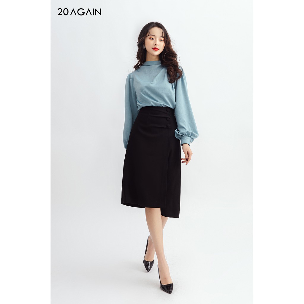 Chân váy midi vạt chồng 3 cúc - 20AGAIN - JDA0943 | BigBuy360 - bigbuy360.vn