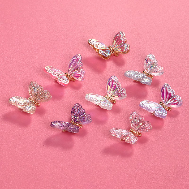 Charm bướm lò xo thuỷ tinh, bướm rung trang trí móng siêu biling