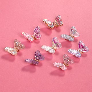 Charm bướm lò xo thuỷ tinh, bướm rung trang trí móng siêu biling