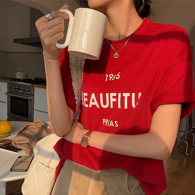 Áo Thun Cotton Dáng Rộng Thiết Kế Mới Thời Trang Mùa Xuân Theo Phong Cách Hàn Quốc Cho Nữ