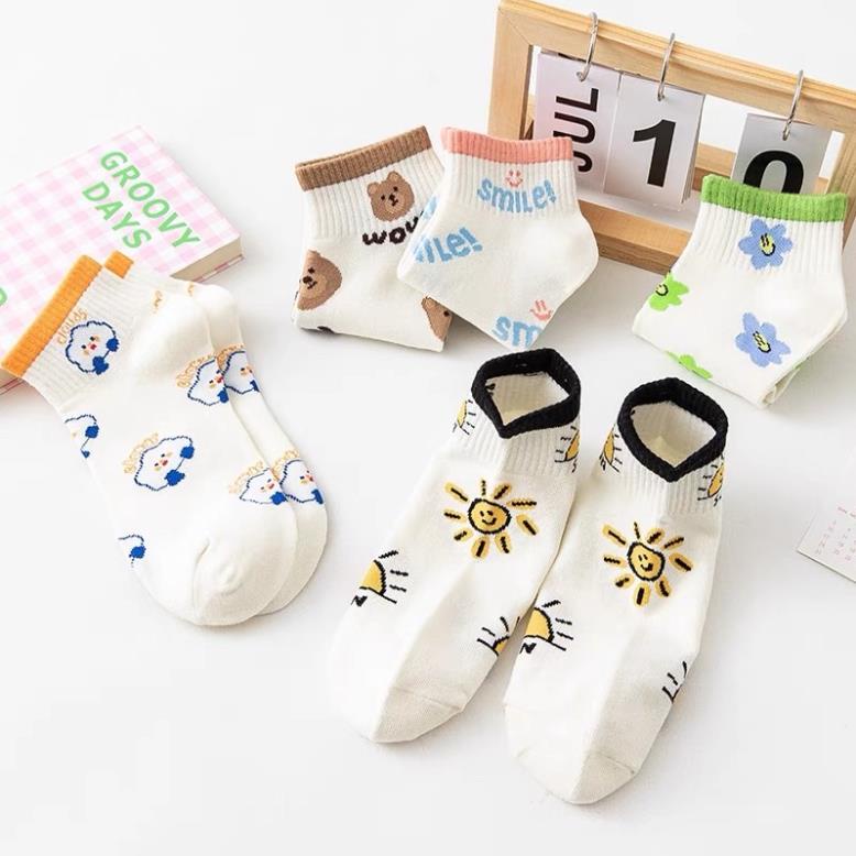 Tất Smile cổ ngắn nữ, vớ nữ chất vải cotton co giãn bốn chiều thoáng khí tt6