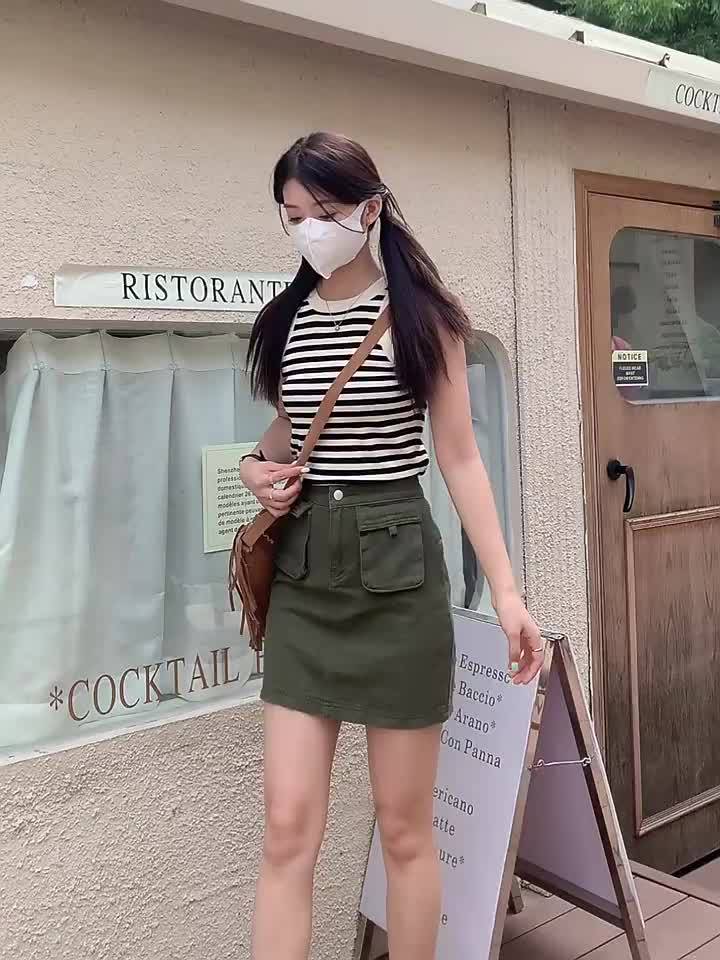 Áo dệt kim sát nách ZHELIHANGFEI eo cao họa tiết kẻ sọc gợi cảm thời trang | BigBuy360 - bigbuy360.vn