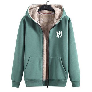M.ùa đông cộng với nhung dày nam trùm đầu áo len dây kéo cardigan lỏng lẻo kích thước lớn thể thao áo ấm nam