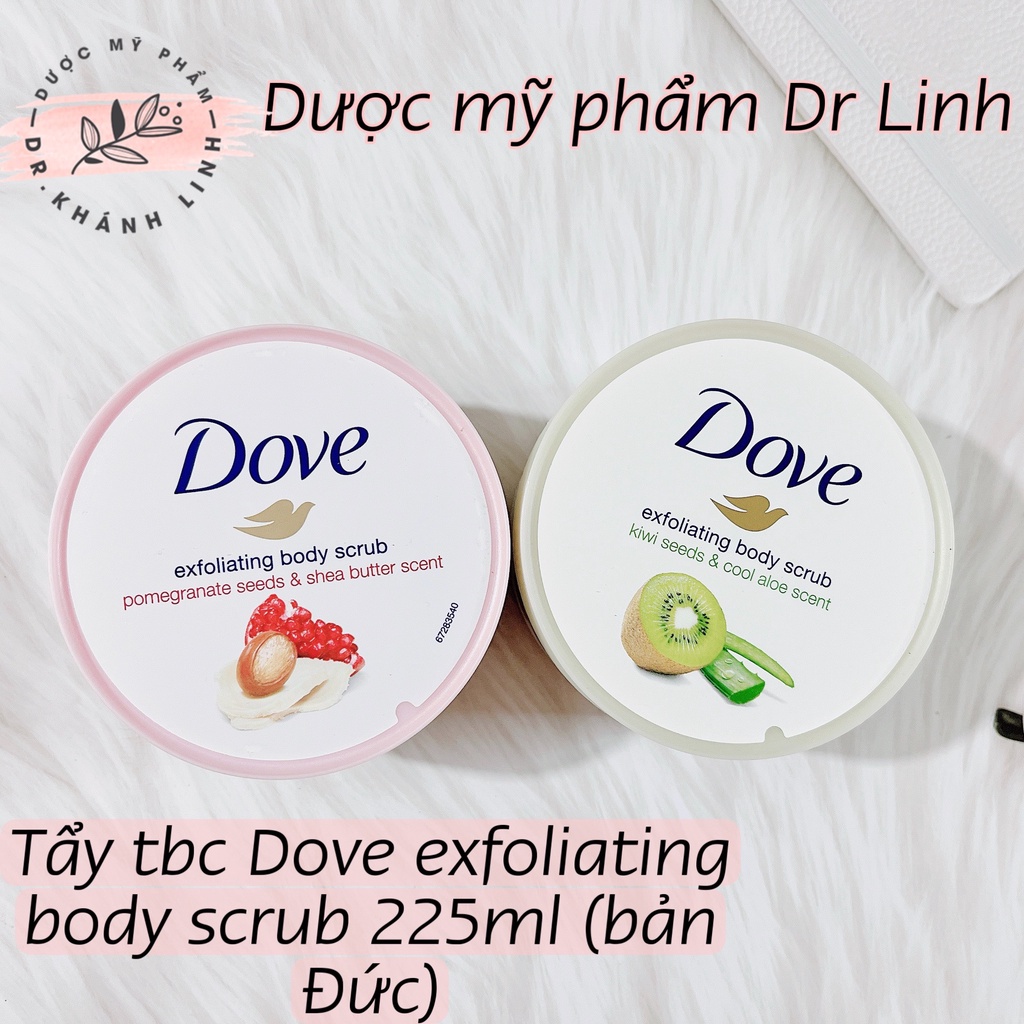 Tẩy Da Chết Toàn Thân Dove Exfoliating Body Polish - Chiết Xuất Bơ Hạt Mỡ và Hạt Lựu Làm Trắng, Trẻ Hóa Da