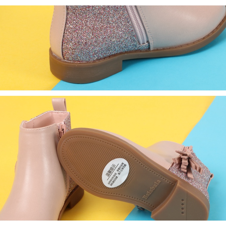 (26-30) giày bốt bé gái hãng BALABALA màu hồng kem 244242006366340