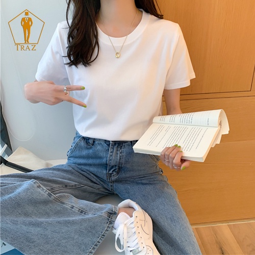 Áo Thun Phông Nữ TRAZ Basic Màu Trắng, Đen, Be, Co Giãn 4 Chiều 265g Dày Form(Phom) Rộng, Suông