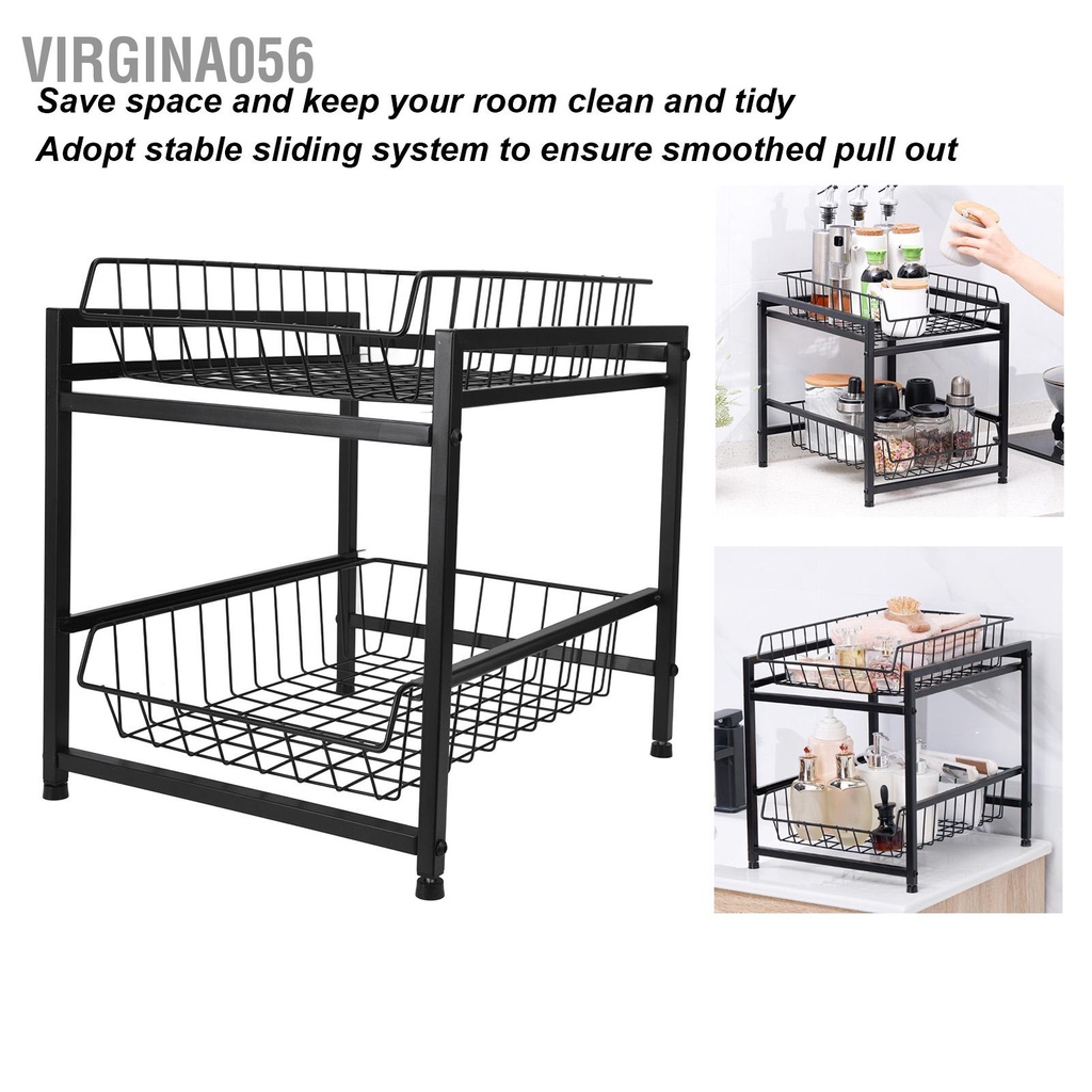 Có thể bán buôn Kệ lưu trữ nhà bếp 2 tầng Tủ trượt Giỏ tủ đa năng Ngăn kéo Virgina056 Hàng giao ngay