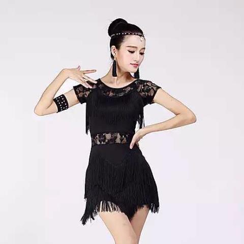 Đầm Khiêu Vũ Latin Phối Tua Rua Thời Trang Dành Cho Nữ 9.14