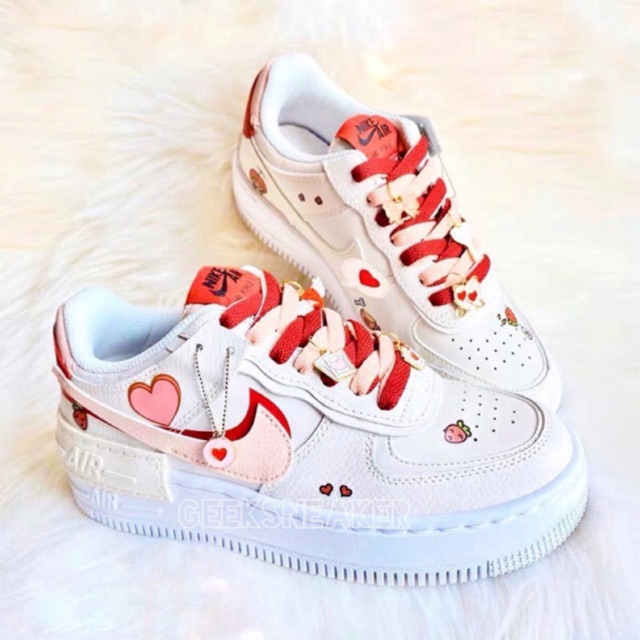 [GeekSneaker] Giày + Set Custom Air Force 1 Shadow Gymred