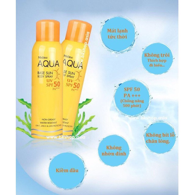 Xịt Chống Nắng Aqua Mistine Thái Lan