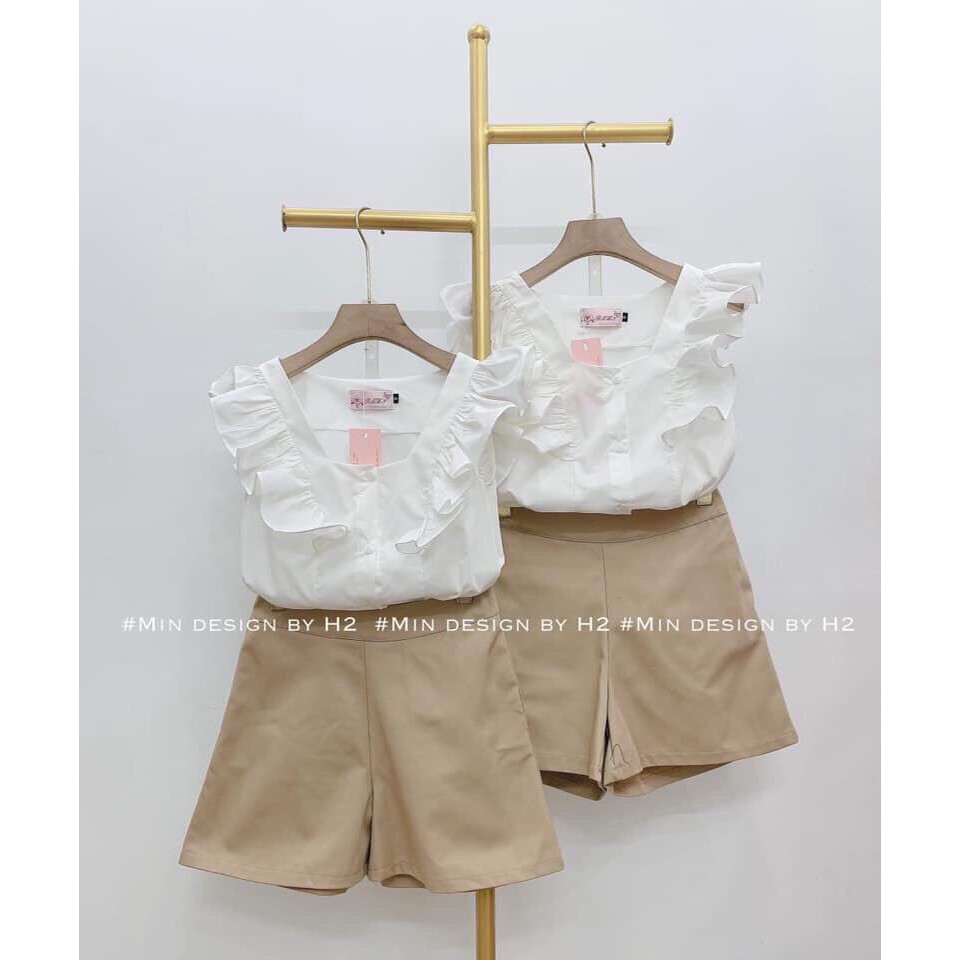 Sét Quần Đùi + Aó Cổ V Cát Hàn Thời Trang