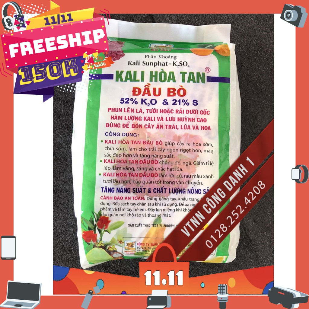 PHÂN CAO CẤP CHO CÂY TRỒNG KALI HÒA TAN 100% 1kg X 10 gói nhỏ