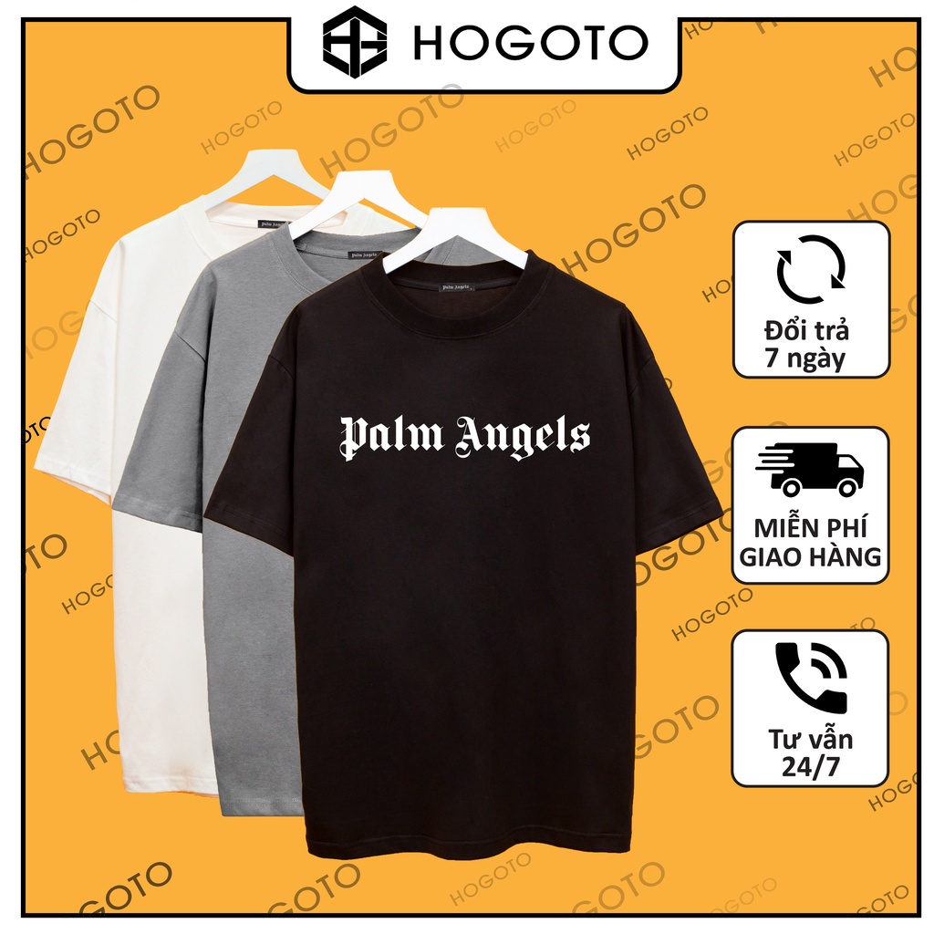 Áo thun tay lỡ palm angels Hogoto shop , Áo thun unisex nam nữ from rộng oversize chất liệu cotton