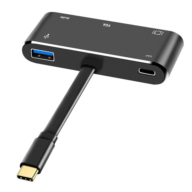 Bộ chuyển đổi hub 5 trong 1 Type C to USB3.0 / HDMI / VGA / Audio / Type-C 5 in 1