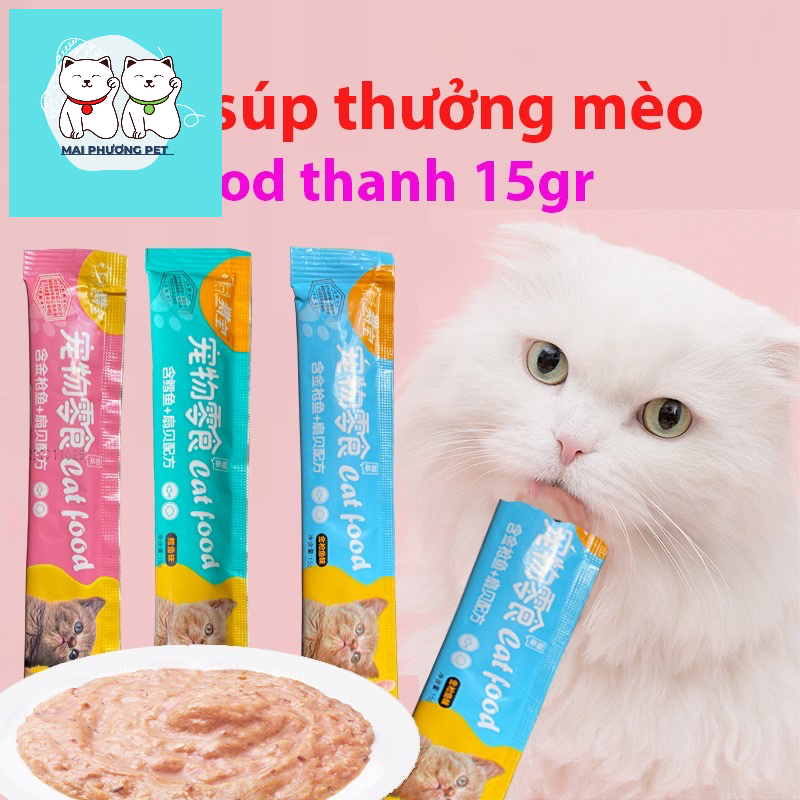 ￼Doremiu- (Lẻ 1) Pate Thanh Cat food &amp; Ciao dạng Gel cho thức ăn dạng ướt cho mèo đồ ăn vặt mèo snack súp thưởng