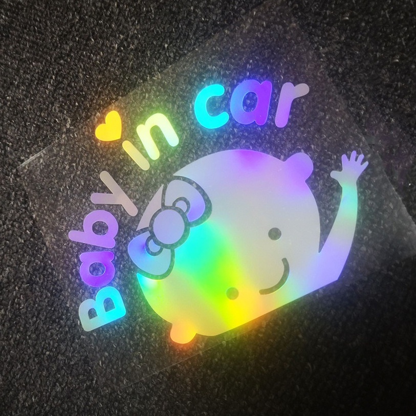 [Mã LIFEAUMAY giảm 10% tối đa 30k đơn 150k] Decal baby in car phản quang laser 13x16cm