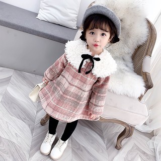 ÁO KHOÁC DẠ THỜI TRANG CHO BÉ GÁI CỔ BÔNG NÓT NỈ CHO BÉ GÁI