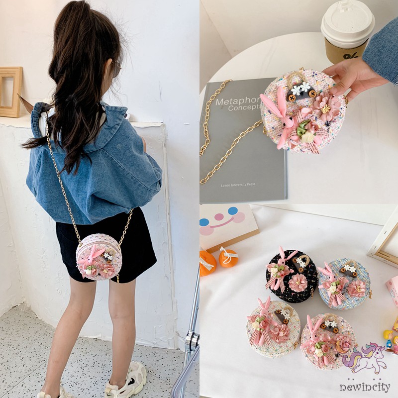 Túi Đeo Chéo Trang Trí Hoa Đáng Yêu Cho Bé Gái