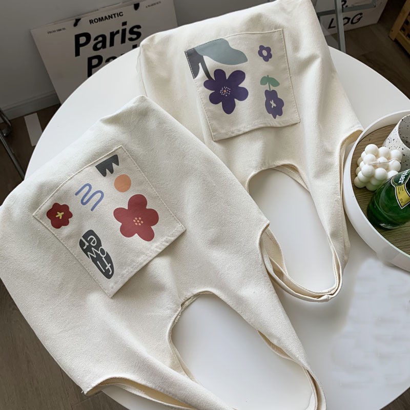 Túi đeo vai vải canvas liền thân có ngăn ngoài hoạ tiết hoa lá Superbag668 283