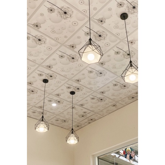 Đèn thả đơn T034 , đèn trang trí kim cương khung sắt sơn tĩnh điện D250