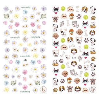 sticker họa tiết hoa con vật trang trí móng